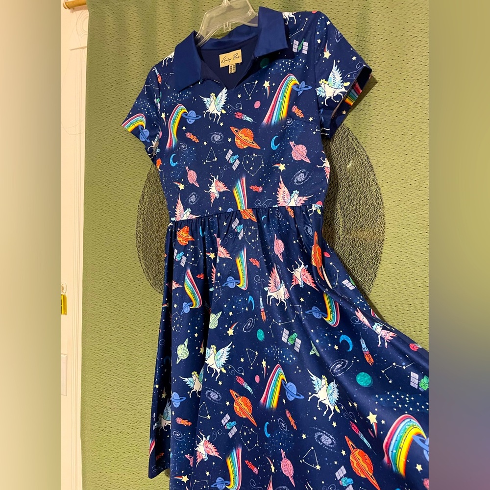 Lindy Bop Short Sleeve Space Pegasus Dress